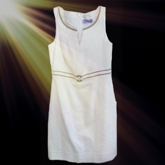 WHBM White Textured Shift Shape Dress Size 2 - Picture 5 of 7